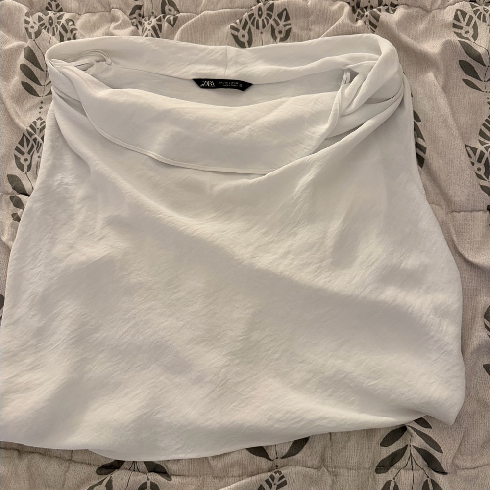 Zara White Cowl Neck Blouse